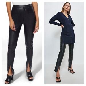 Jason Wu Black Vegan Leather Split Hem Pants